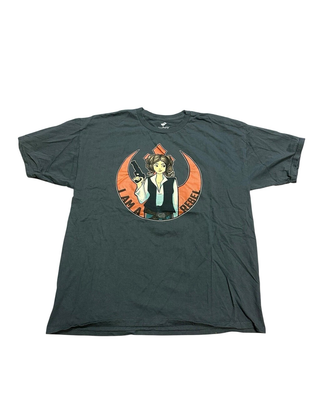 TeeFury Star Wars Princess Leia I Am A Rebel Rebel Alliance Shirt Grey Sz XL
